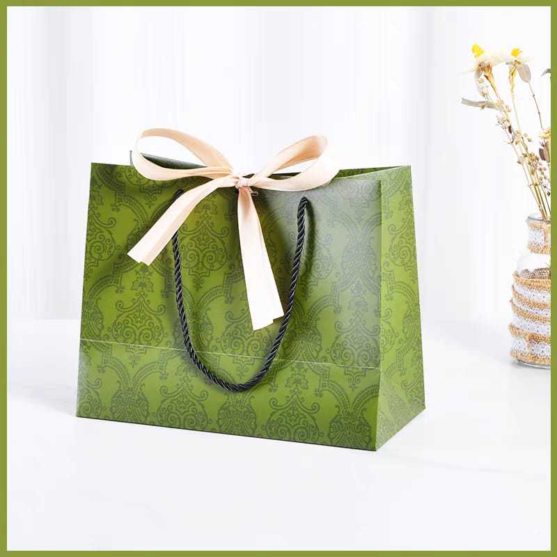 

[1 PCS] Paper bag tas hadiah tas kado wedding mewah premium quality "Hemes Hijau" FREE pita 3 warna