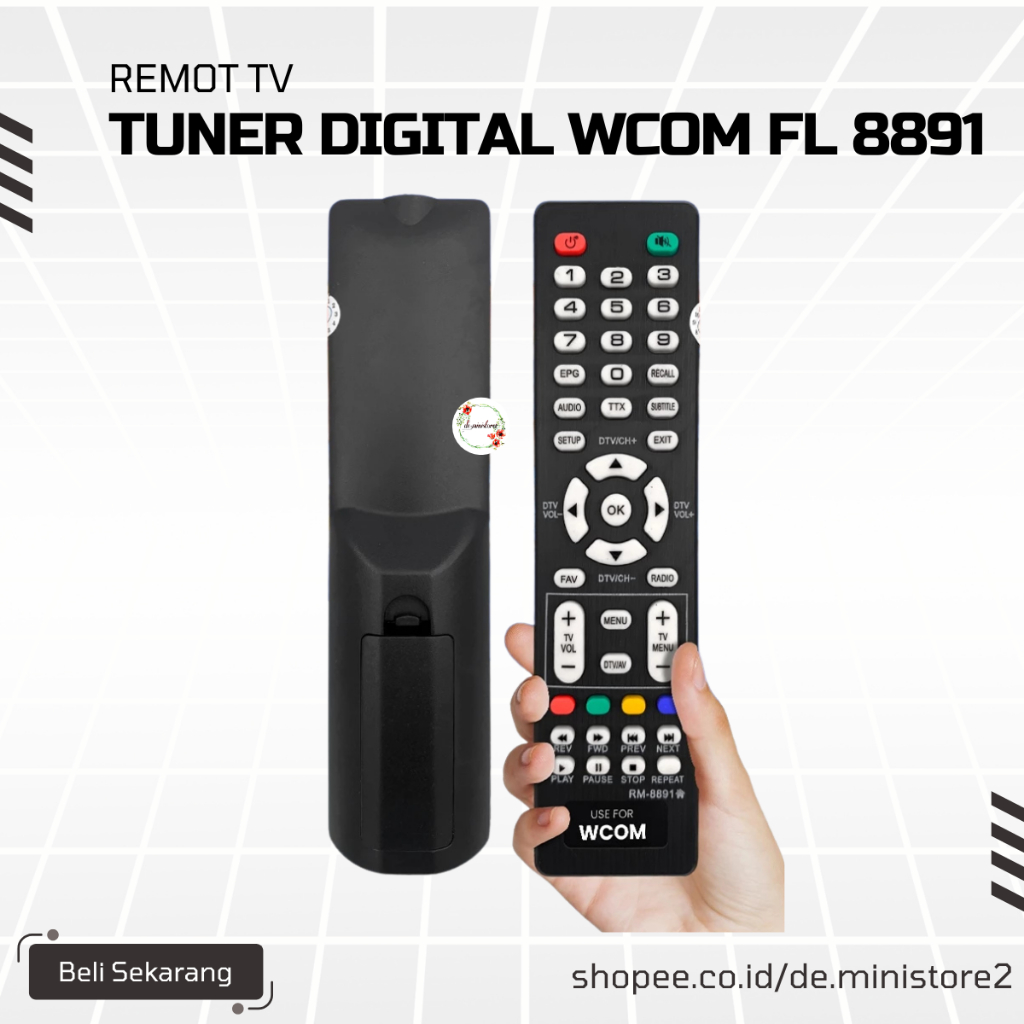 Remote TV Digital Wcom Tuner Digital DVBT2 untuk Mesin TV Tabung Siaran Digital