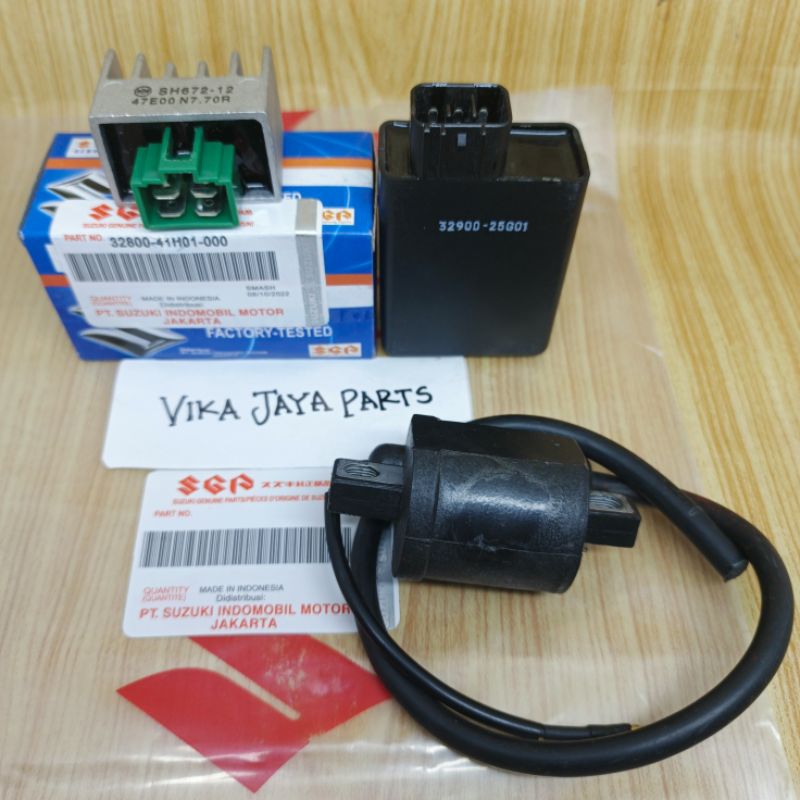 PAKET PENGAPIAN 3ITEM CDI KOIL KIPROK REGULATOR SUZUKI SPIN 125 ORIGINAL SGP