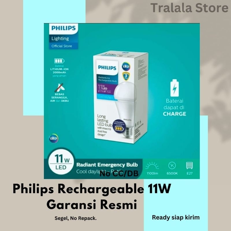 Philips Emergency 11W RadiantLine Rechargeable LED Bulb 11Watt 6500K