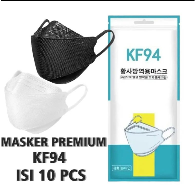 Masker K94 Korea 4ply Isi 10 pcs High Quality Nyaman Dipakai Masker Hitam Putih