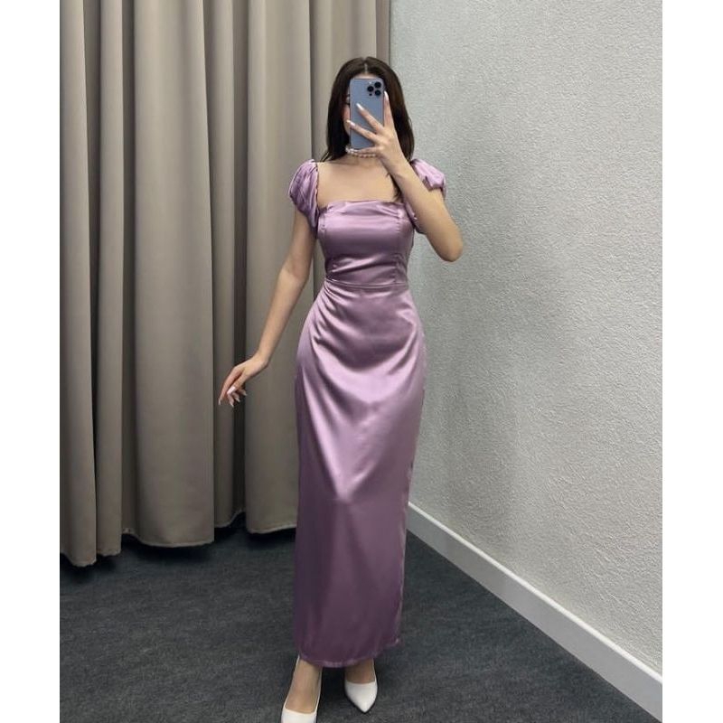COD Dress Korea Style AURORA Dress Sabrina Party Style Dres Satin velvet Jumbo