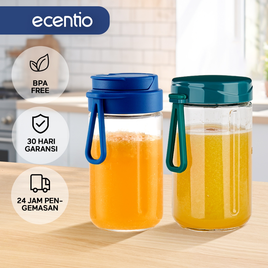 bara_vans - Ecentio Tabung Juicer Kaca 380ml Warna Biru Hijau Gelas Juicer Cup