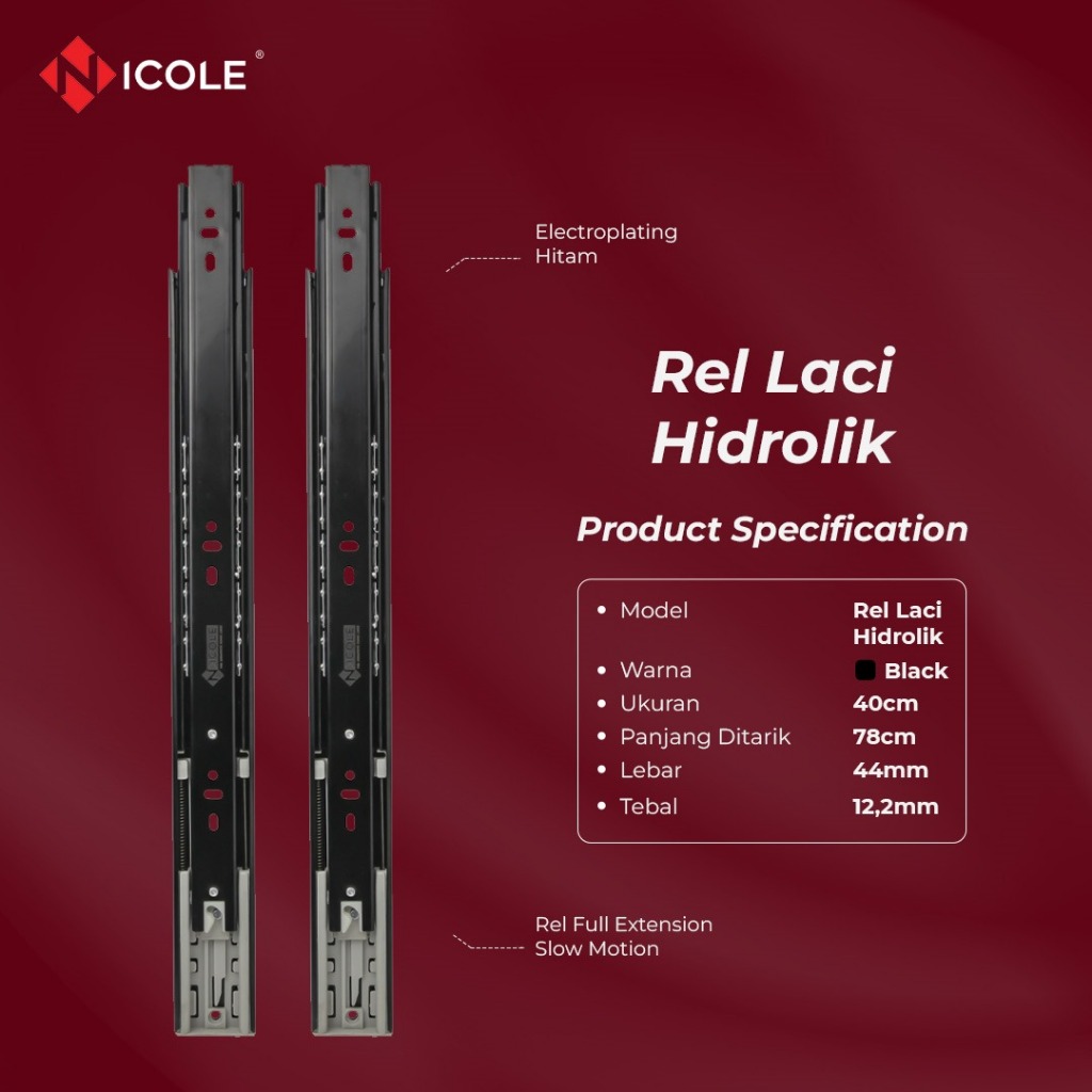 REL LACI SLOW MOTION HIDROLIK / REL LACI SOFT CLOSING 40CM