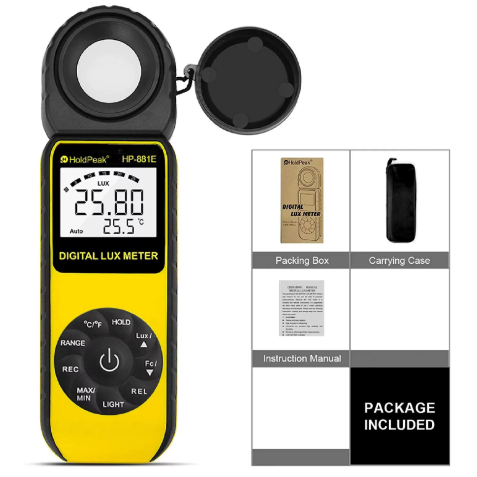 SOF 881E Digital Illuminanc/Light Meter dengan Rentang Pengukuran 0,01~300.000 Lux (0,01~30.000 FC) 