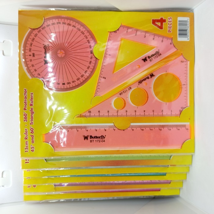

[JK] Butterfly Penggaris Mathematical Set Color BT-172-04/BT-172-05 Warna Random