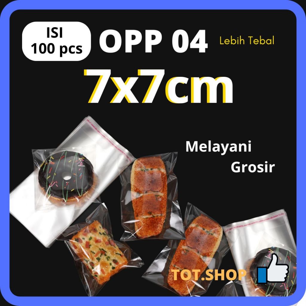 

(04) 7 X 7 OPP LEM PLASTIK KACA Isi 100 Lembar Kemasan Bakery, Roti, Kue, Souvenir, dll