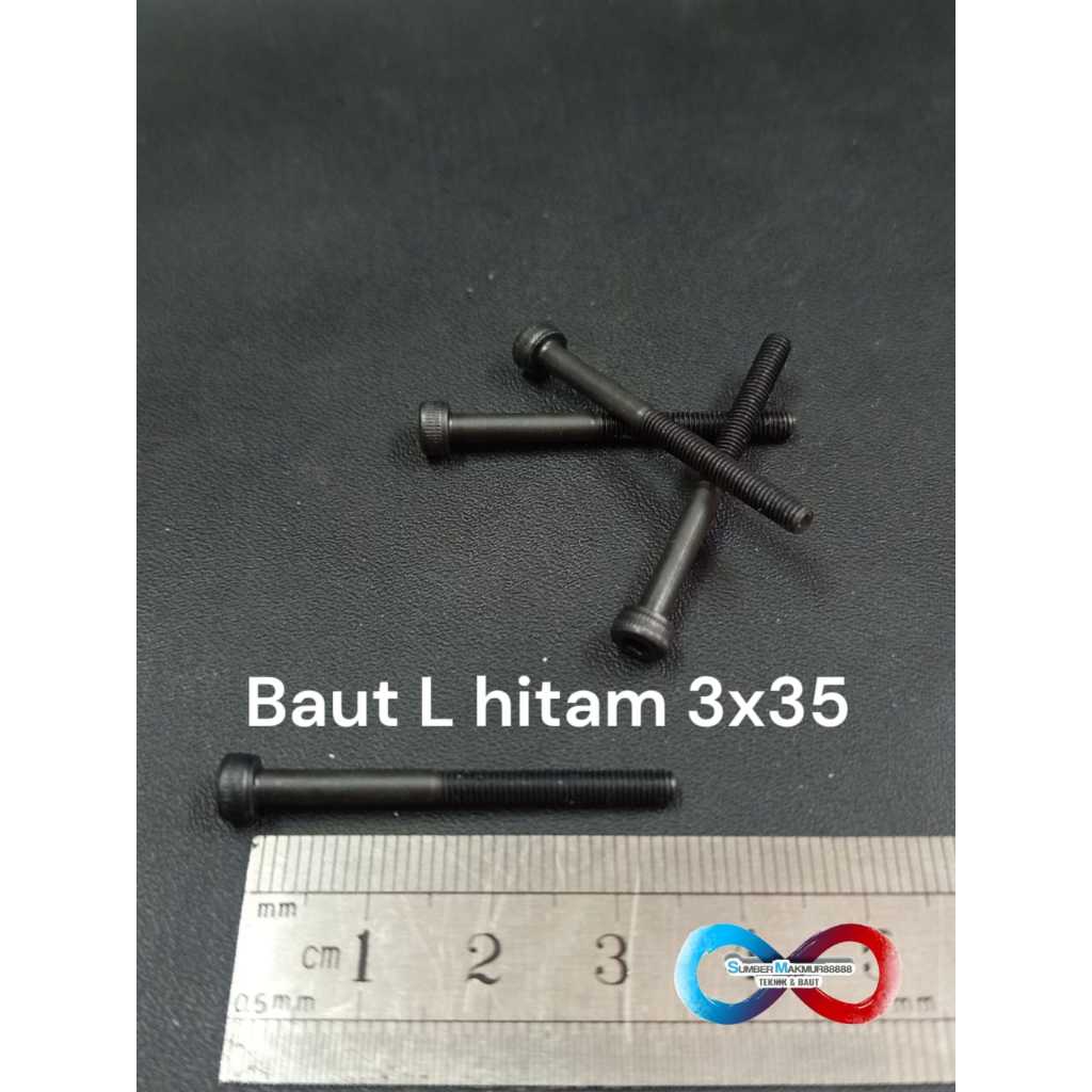 Baut L Baja 3x35 mm / Baut L Hitam