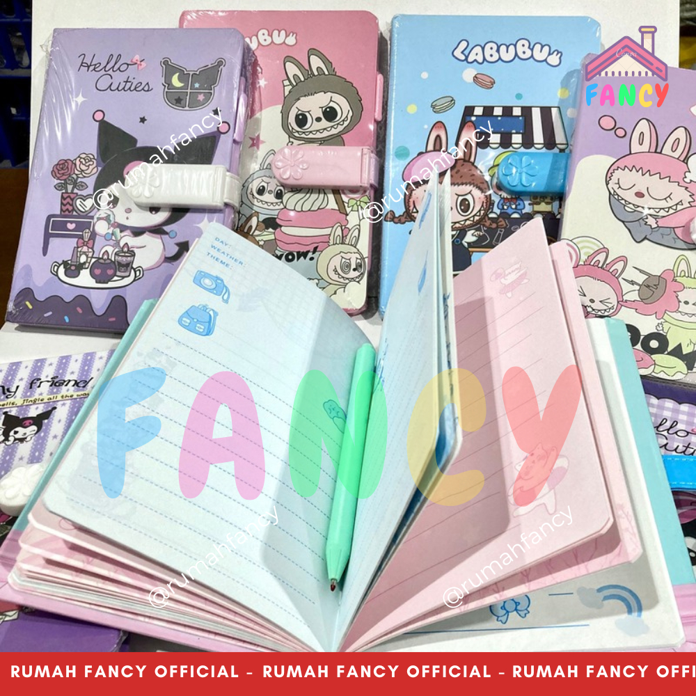 

Buku Diary Kunci/ Diary + Password FANCY Ukuran Besar + BALLPOINT (19,3 cm x 13 cm) JZ 2017 Motif KURO Labubu Cute Lucu Unik Murah