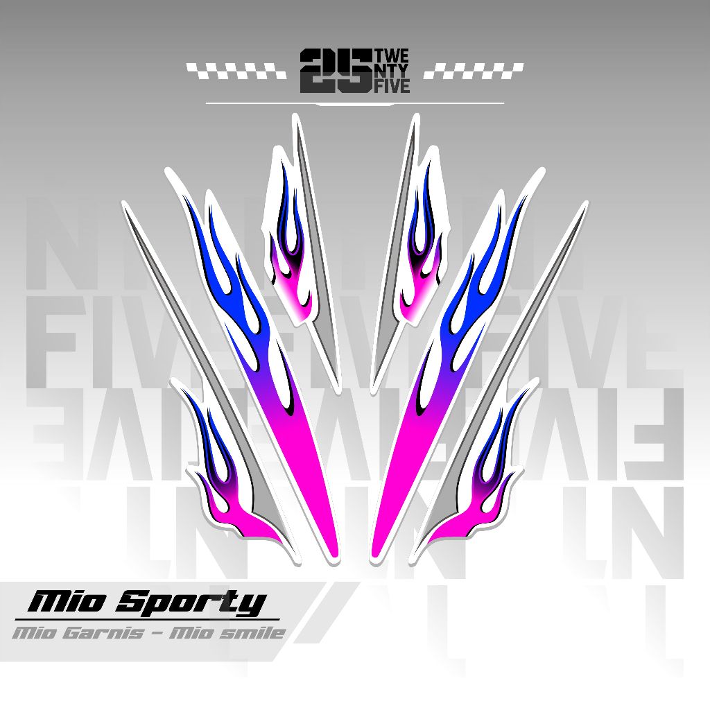 STRIPING MIO SPORTY API/VARIASI 10/DASAR PUTIH/STIKER MIO SPORTY/MIO SMILE/STRIPING MIO API/STIKER M