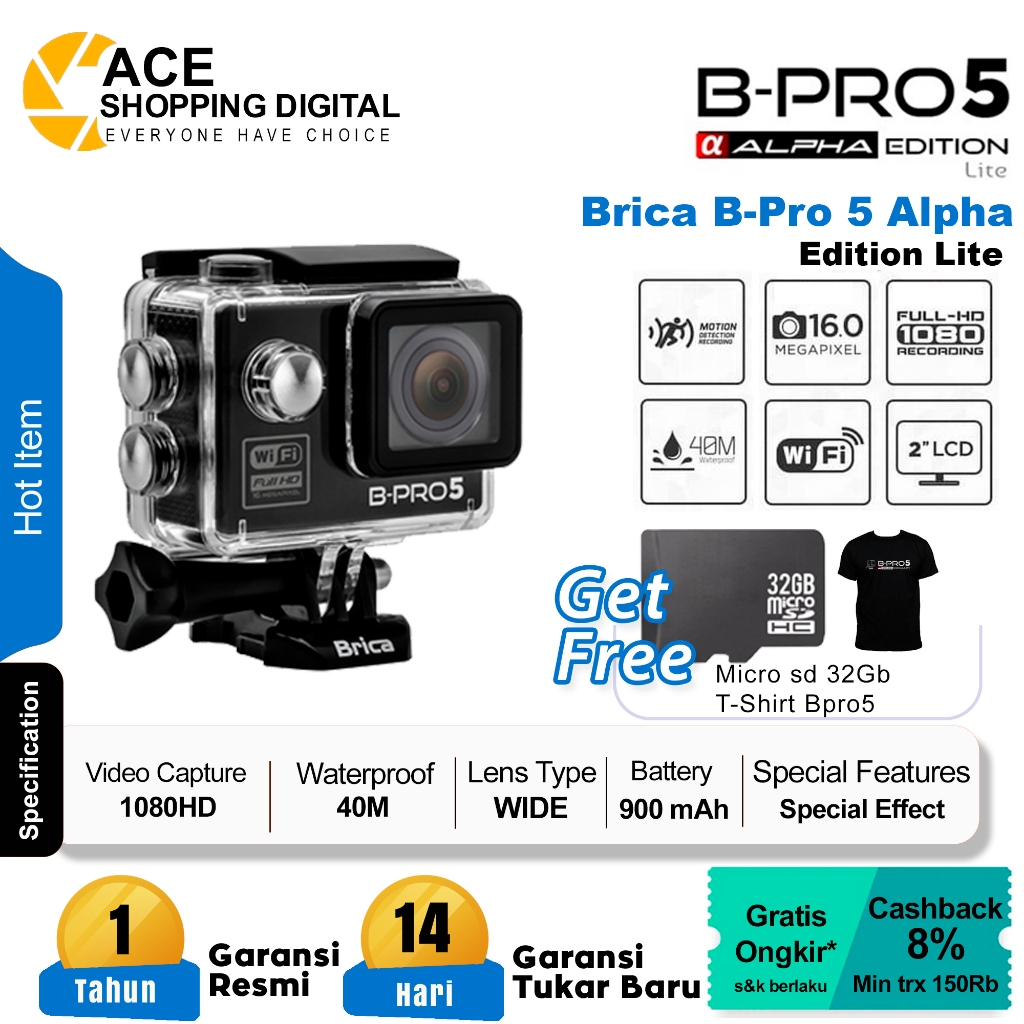 Action Camera Brica Bpro5 Alpha Edition Lite - Wifi - Garansi Resmi 1 Tahun
