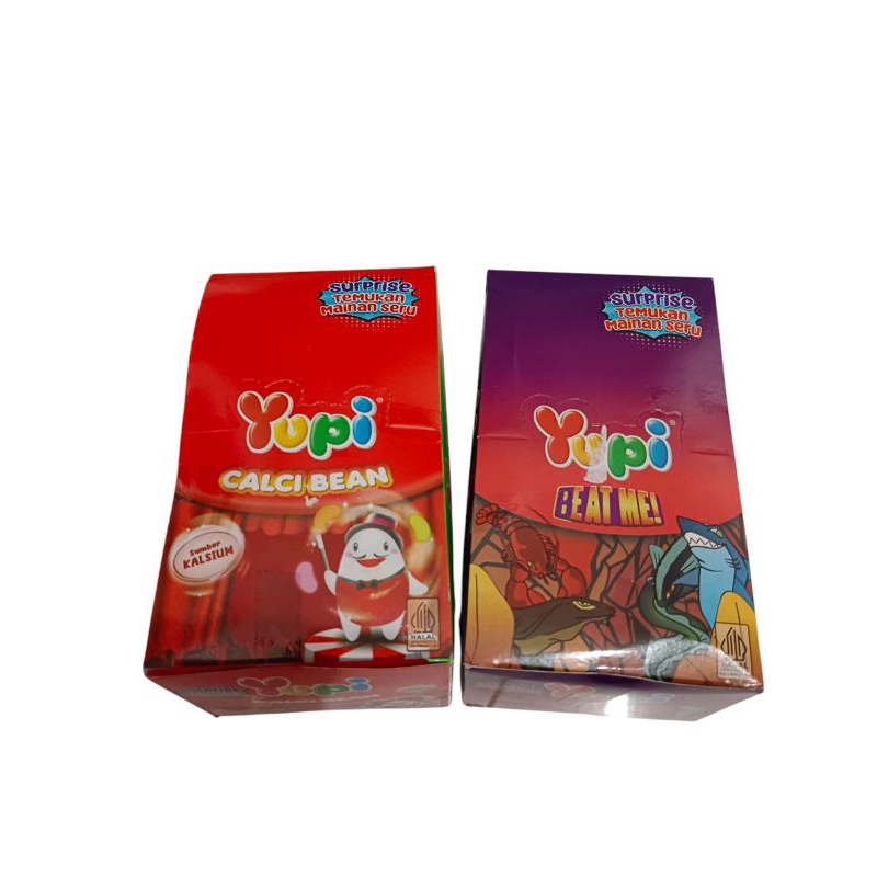 

Aneka yupi surprise temukan mainan seru134.4g / 12 pcs @ 11.2g Varian calci bean 144g / 12 pcs @ 12g Beat me