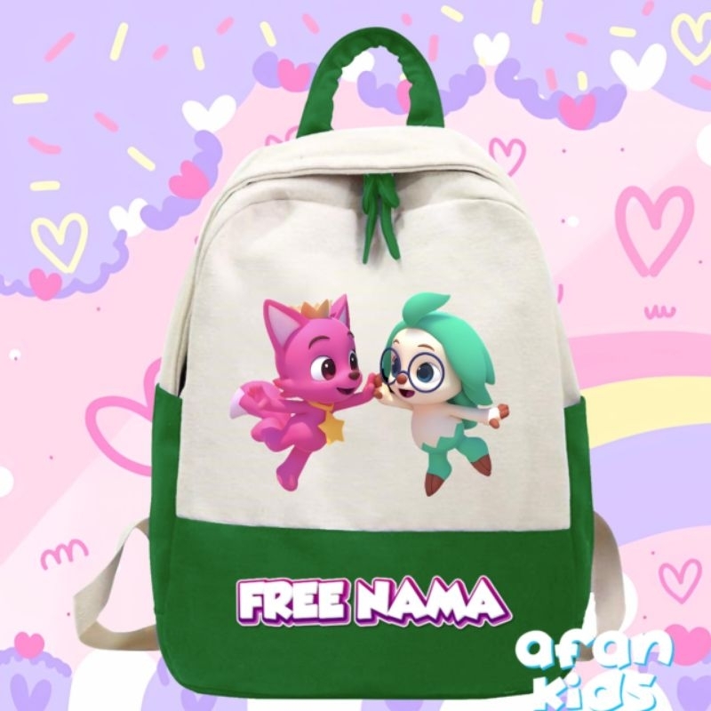 TAS PINKFONG DAN HOGI RANSEL SEKOLAH ANAK FREE NAMA
