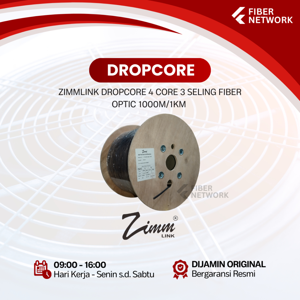 ZIMMLINK Kabel Dropcore 4 Core 1000 Meter 1KM Kabel Fiber Optik 1000m FTTH ZIMM LINK