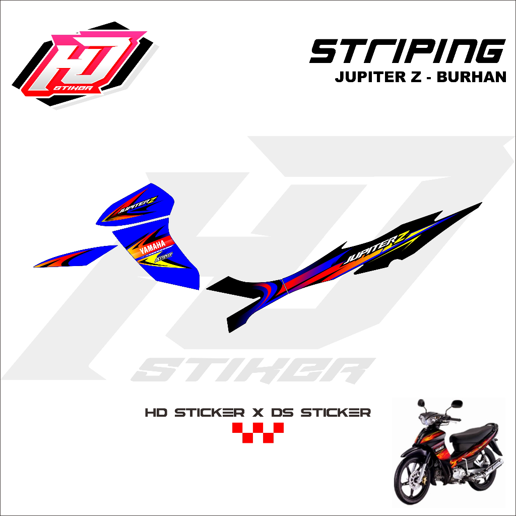 Sticker striping motor jupiter z burhan Decal Striping Jupiter Z 5tp Premium Racing HD003 HD STIKER