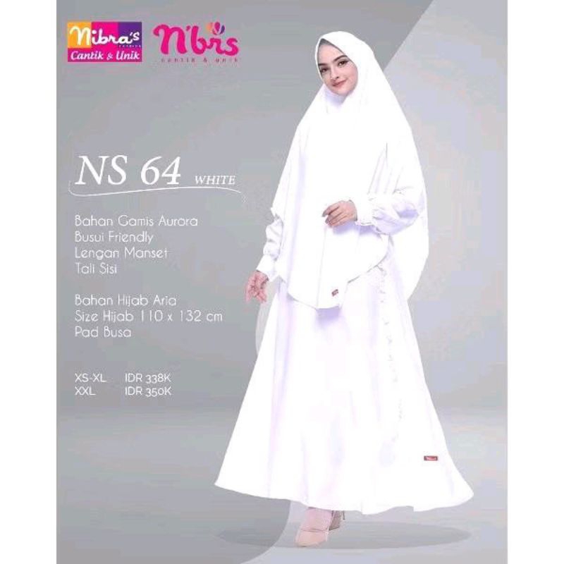 GAMIS NIBRAS NS 064 HITAM PUTIH POLOS