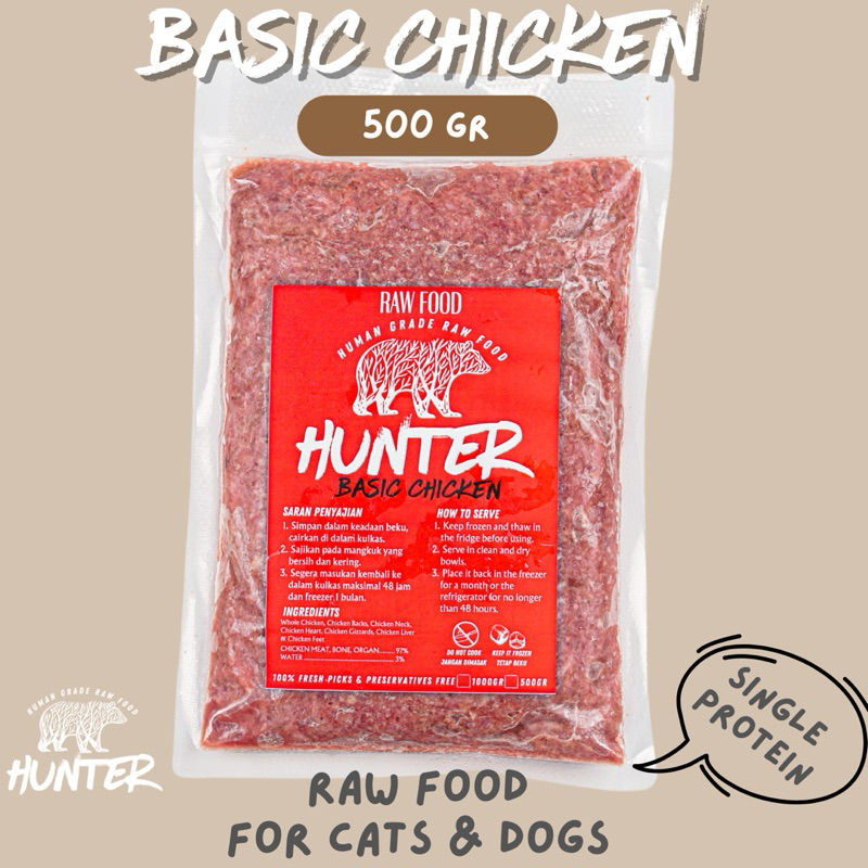 Hunter Raw Food | DAGING AYAM GILING (RAW FOOD) 500 gr - BASIC CHICKEN | Makanan hewan Murah| Dog Fo