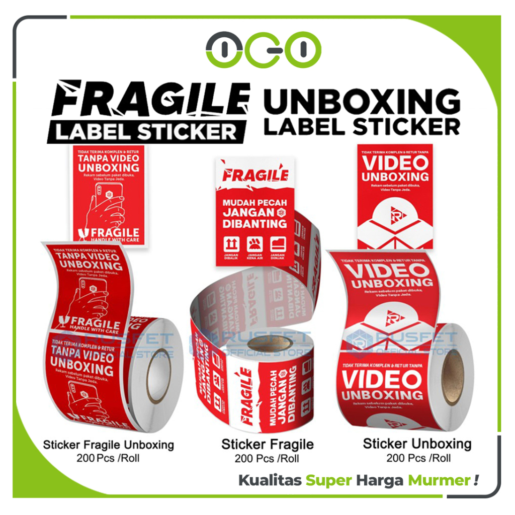 

Stiker Sticker Fragile Unboxing 200pcs Per Roll Rusfet ALL VARIAN - Harga Satuan
