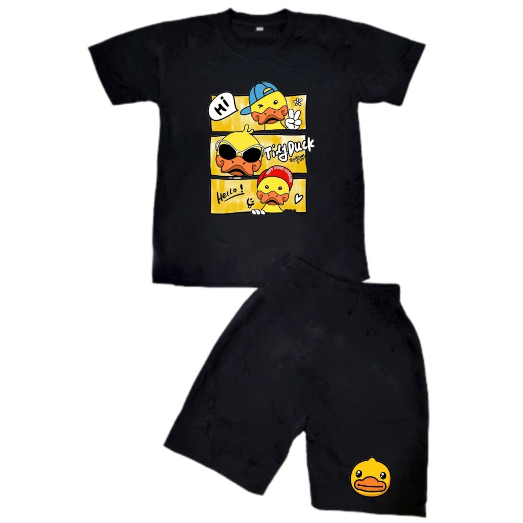 Setelan Baju Distro Anak Motif Bebek Tidy Duck BISA COD