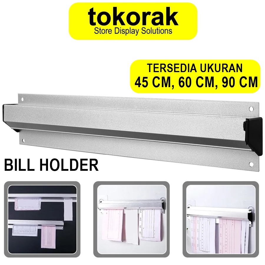 

BILL HOLDER 45 60 90 CM TAB GRABBER ALUMUNIUM PENJEPIT KERTAS MENU JEPIT NOTA BILL MENU ORDER CAFE 45CM 60CM 90CM