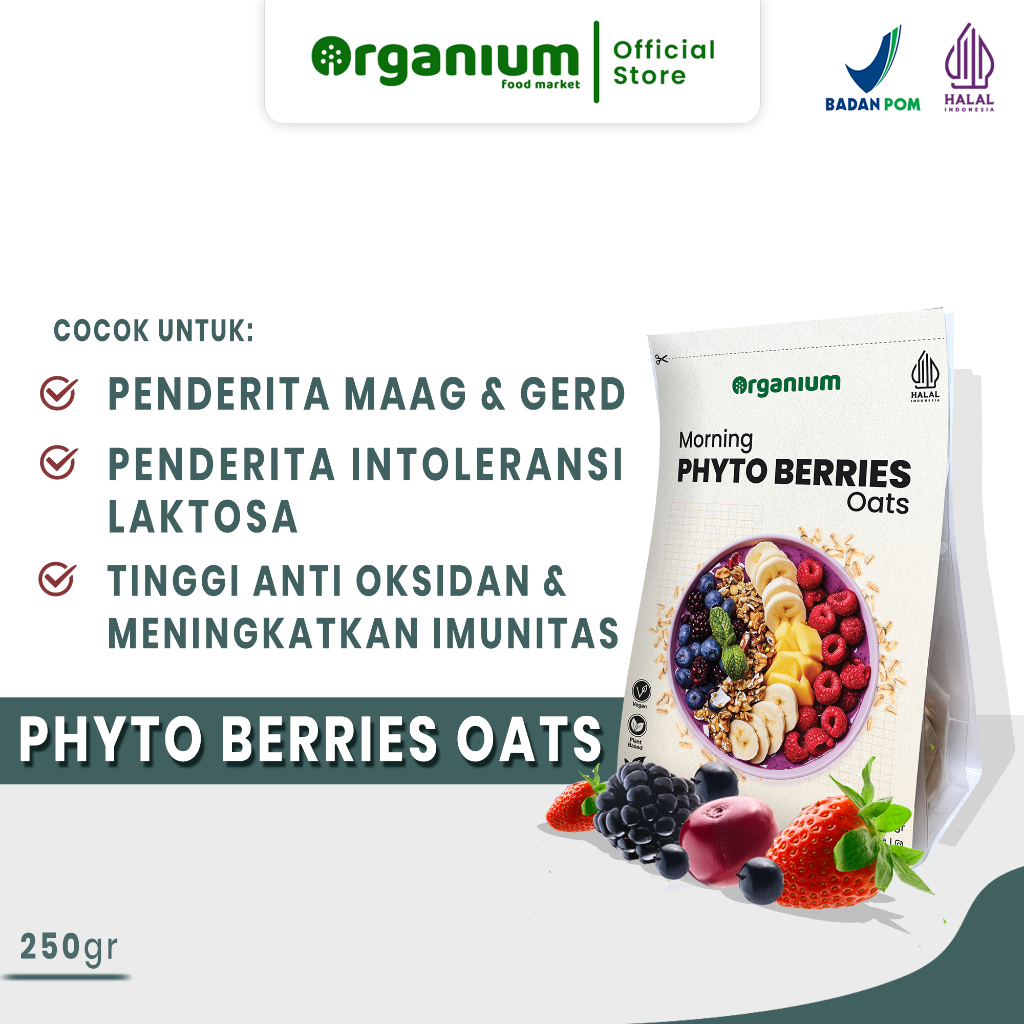 

Morning Phyto Berries Oats Organium Sereal gandum buah beri 250g