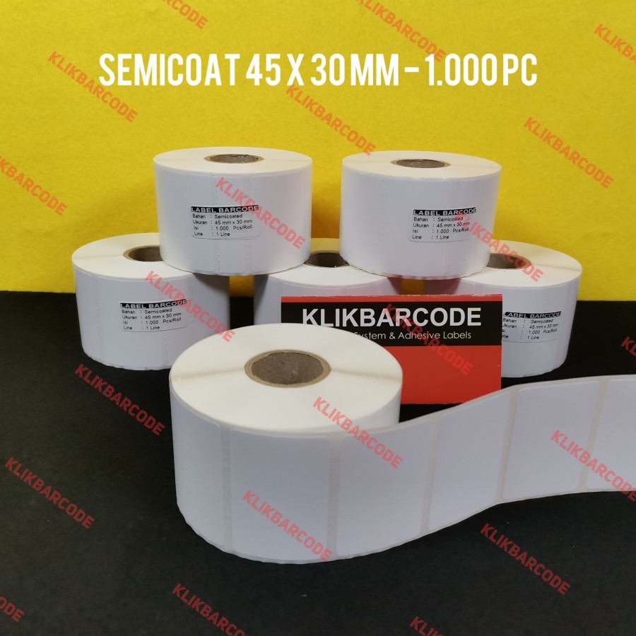 

LABEL SEMICOAT 45 X 30 MM 1 KOLOM ISI : 1.000 STCIKER 45X30MM