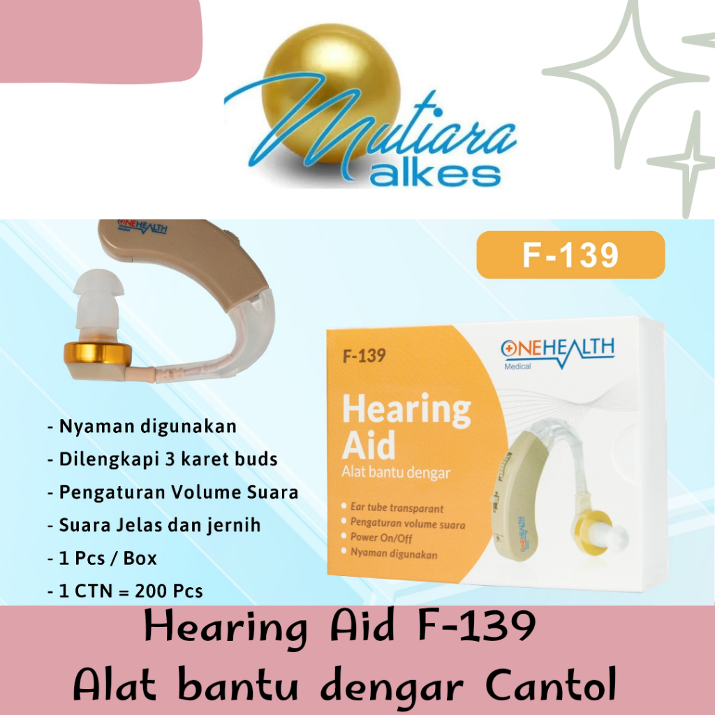(MUTIARA ALKES) F-139 ONEHEALTH Alat Bantu Dengar Cantol Hearing Aid ONEHEALTH Earphone