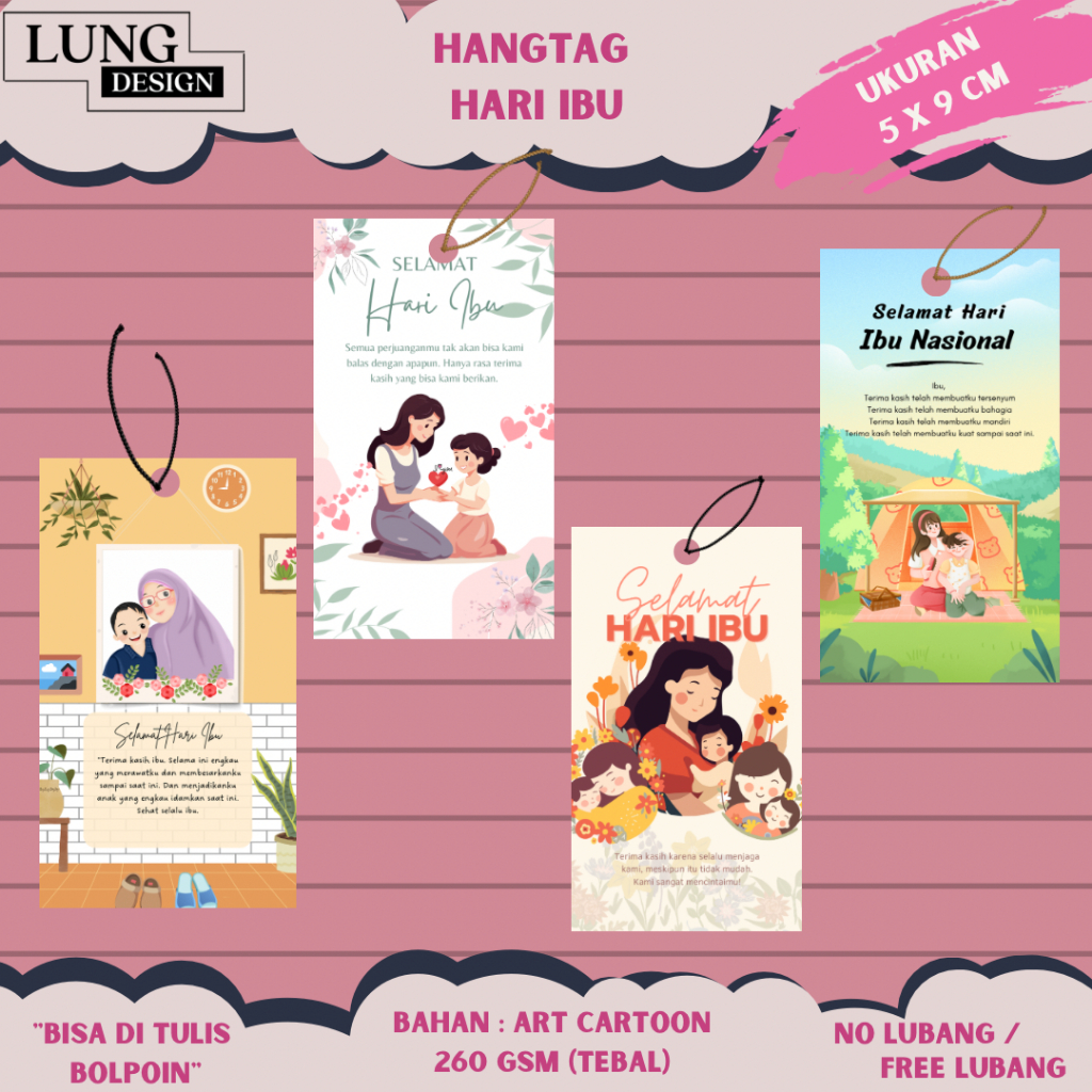 

READY HANG TAG SELAMAT HARI IBU NASIONAL / Kartu Stiker Souvenir HARI IBU / (uk 5X9 ) Hangtag Memperingati hari IBU / ucapan Souvenir kado di hari MAMA MOTHER/ Custome Tulisan HARI IBU NASIONAL | STIKER UCAPAN HARI IBU