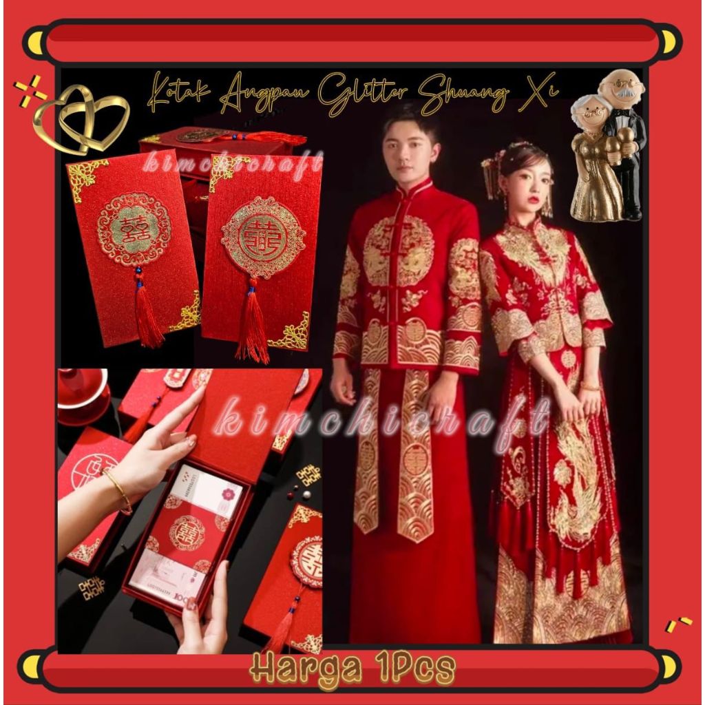 

KOTAK ANGPAO SHUANG XI GLITTER IMPORT PREMIUM / BOX ANGPAU NIKAH SANGJIT / KOTAK MERAH LAMARAN PERNIKAHAN / WEDDING RED BOX / ABK981516