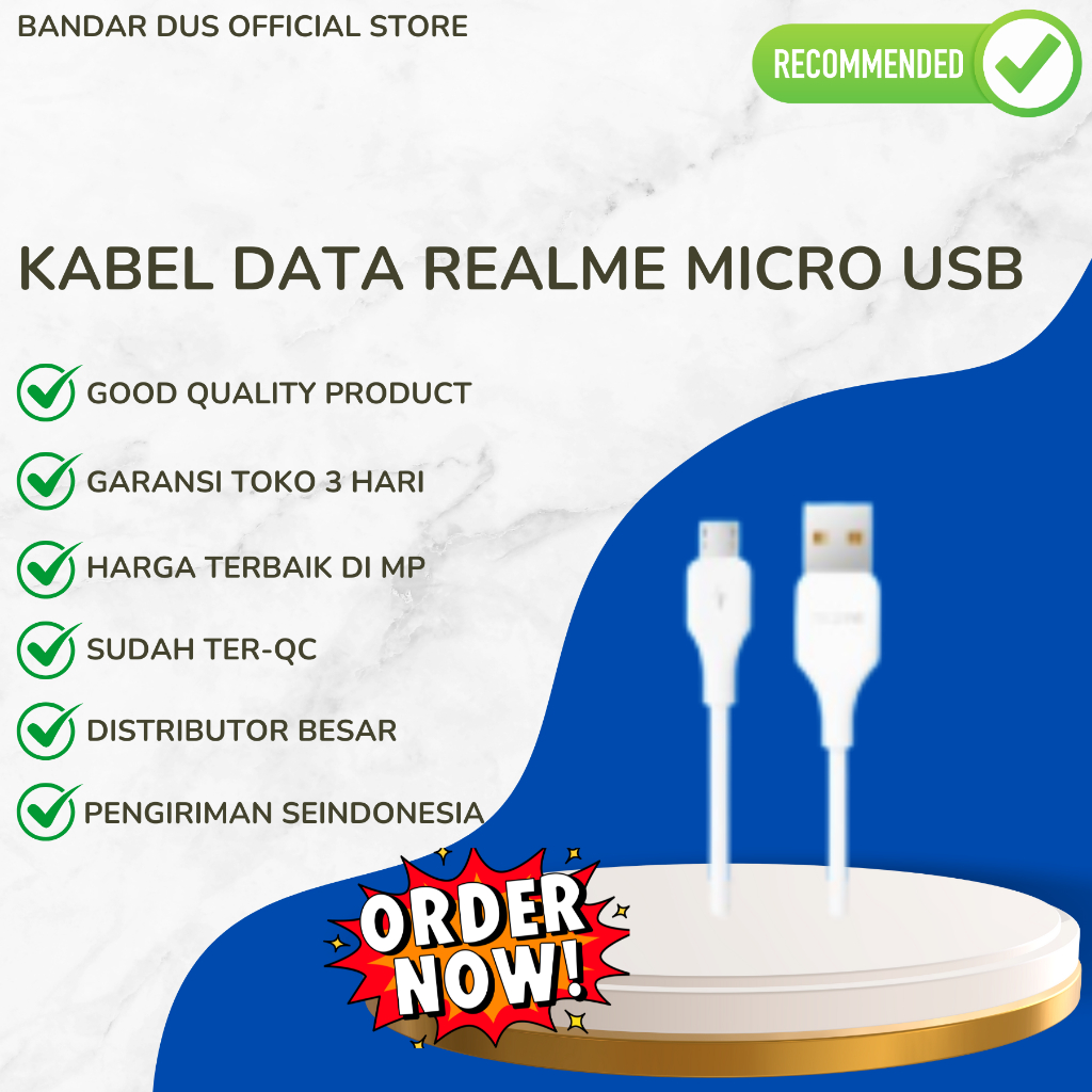 BD KABEL DATA REALME MICRO USB  ORIGINAL 100% Copotan 100345