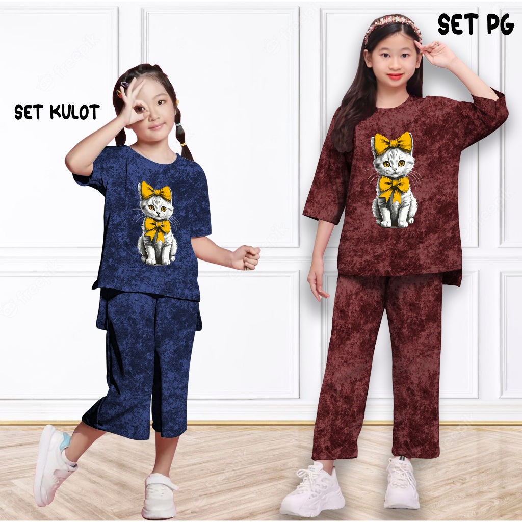 Setelan Anak Perempuan Usia 5-13 Tahun Setelan dan Set Kulot Dorinafashion