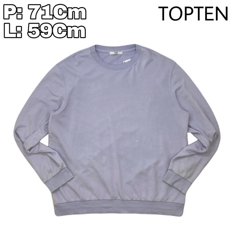 B175 Crewneck Sweeter Topten Polos Lengan Panjang Cotton Fleece Tebal Ungu