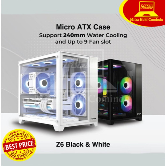 CASING PC CASING KOMPUTER GAMING ENLIGHT Z6 WHITE 3 FAN PC CASE GAMING