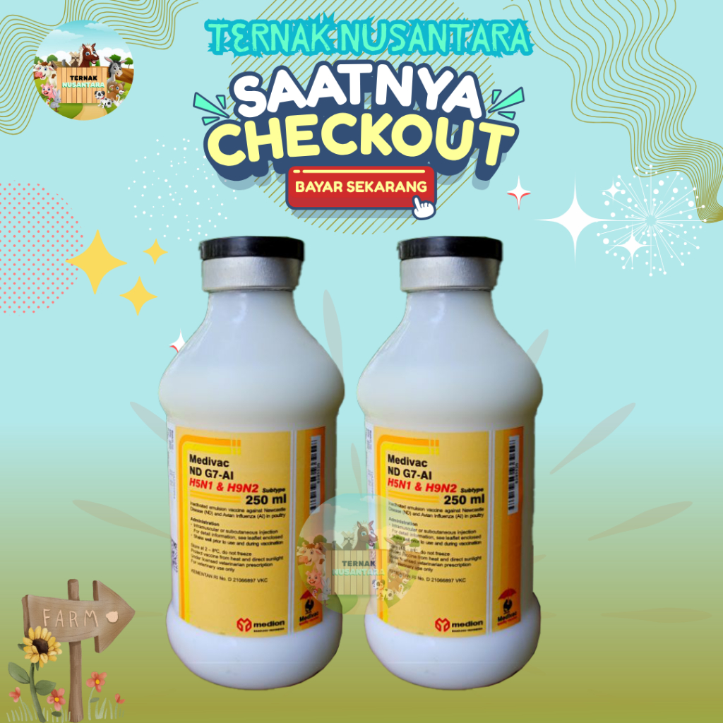 Vaksin Medivac ND G7 AI T H5N1 & H9N2 New Formula Netto 250 ml Dosis 500 Ekor Vaksin Ayam Mencegah T