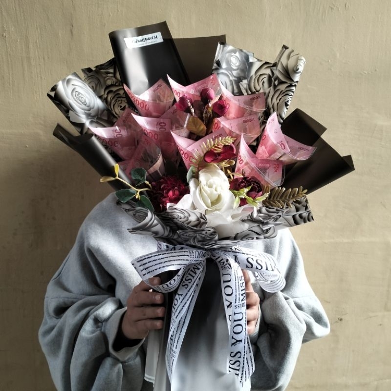 Buket uang 100 Ribu ASLI  10 lembar