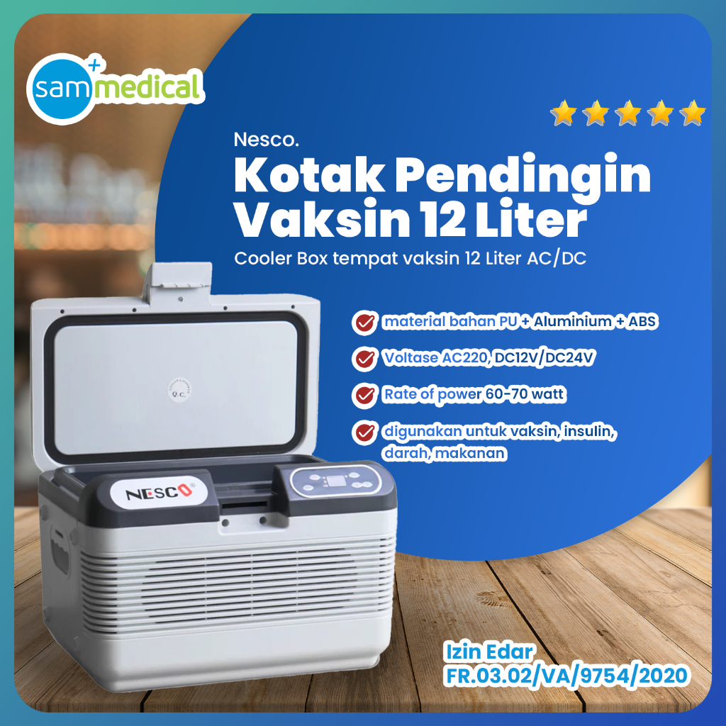 Nesco Cool Box / Vaccine Cooler /  Box Vaksin 12 Liter AC / DC / Thermo Electric Cooler