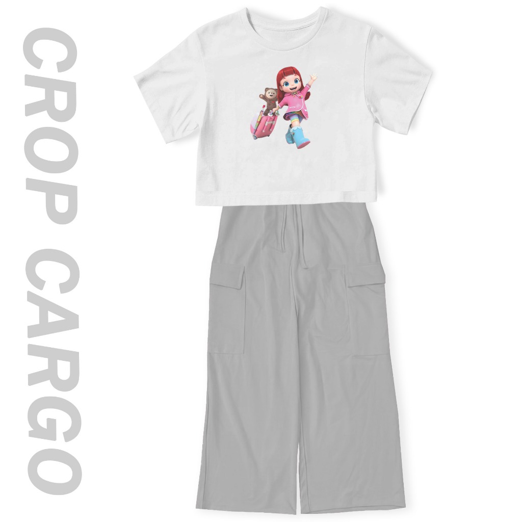 Morashop873 | Setelan Crop Oversize Celana Kargo RAINBOW RUBY KOPER Anak Remaja Perempuan COD
