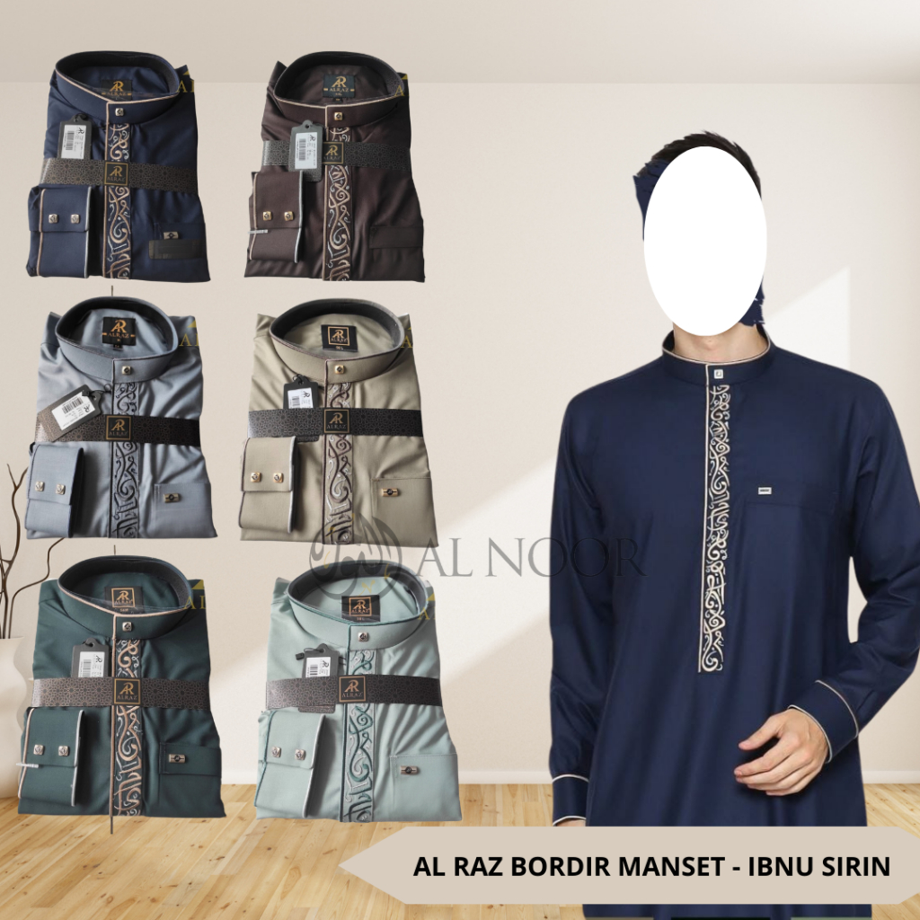 Jubah Saudi | Gamis Pria | Al Raz Bordir Manset Ibnu Sirin - Pusat Grosir Al Noor