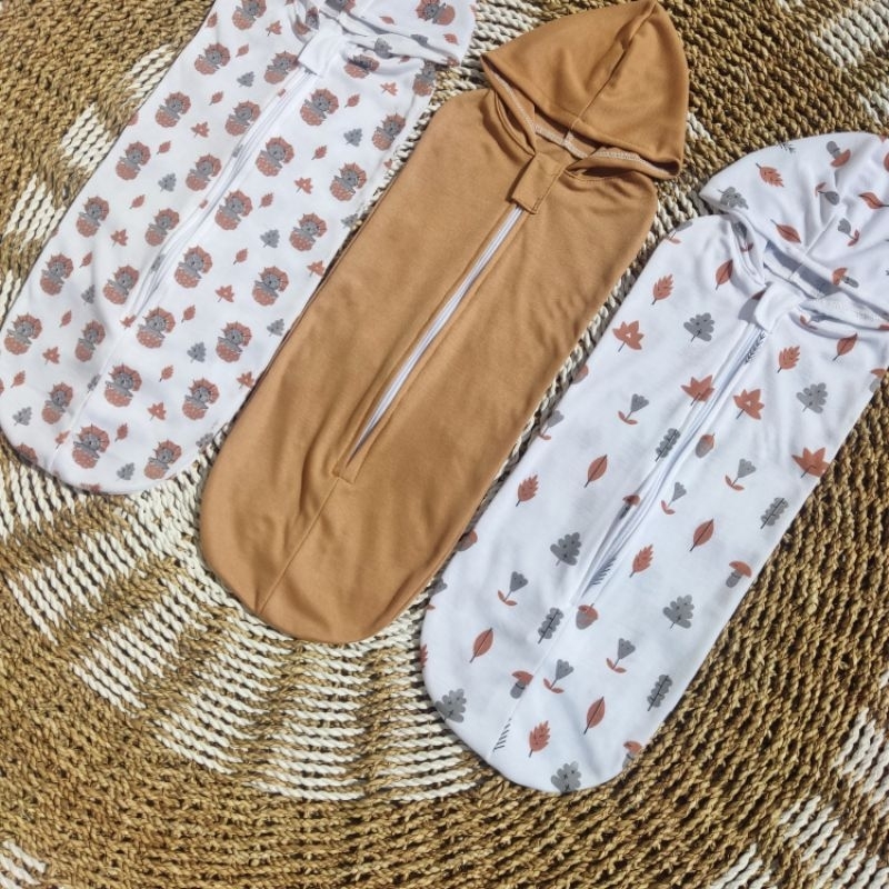DGT 3 pcs bedong instan relaeting / bedong praktis bayi baru lahir hoodie seri coklat