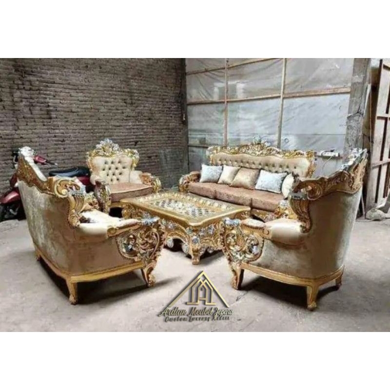 Sofa tamu kursi tamu ukir kayu jati Tua