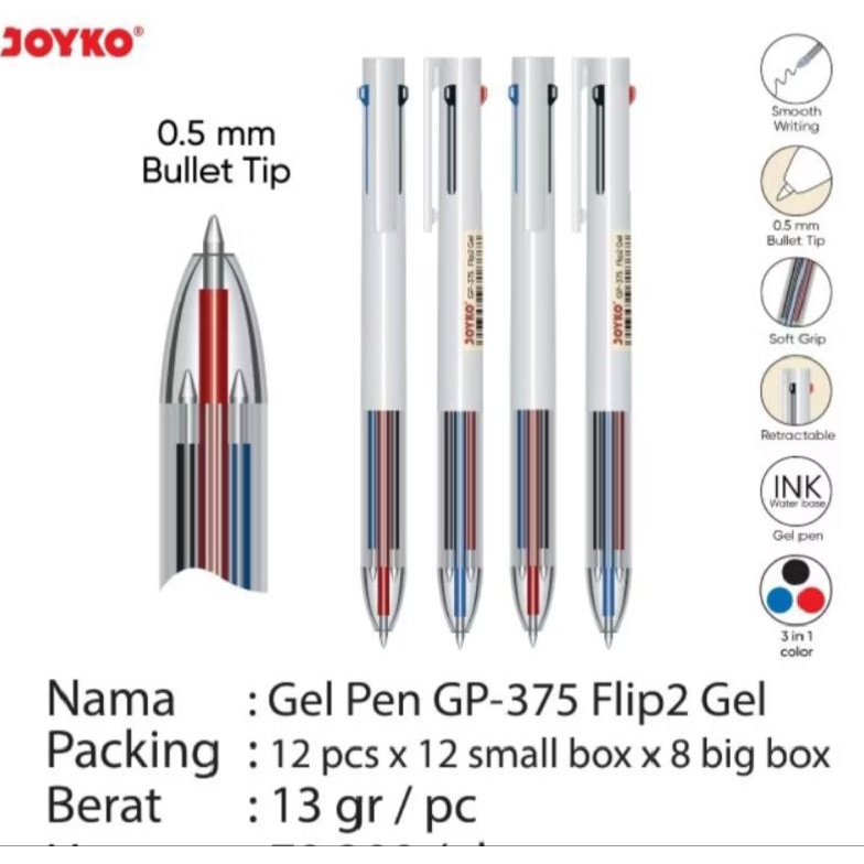 

KODE B58L Pulpen Gel Jokyo Gp375 Flip 2 1pak12 pcs