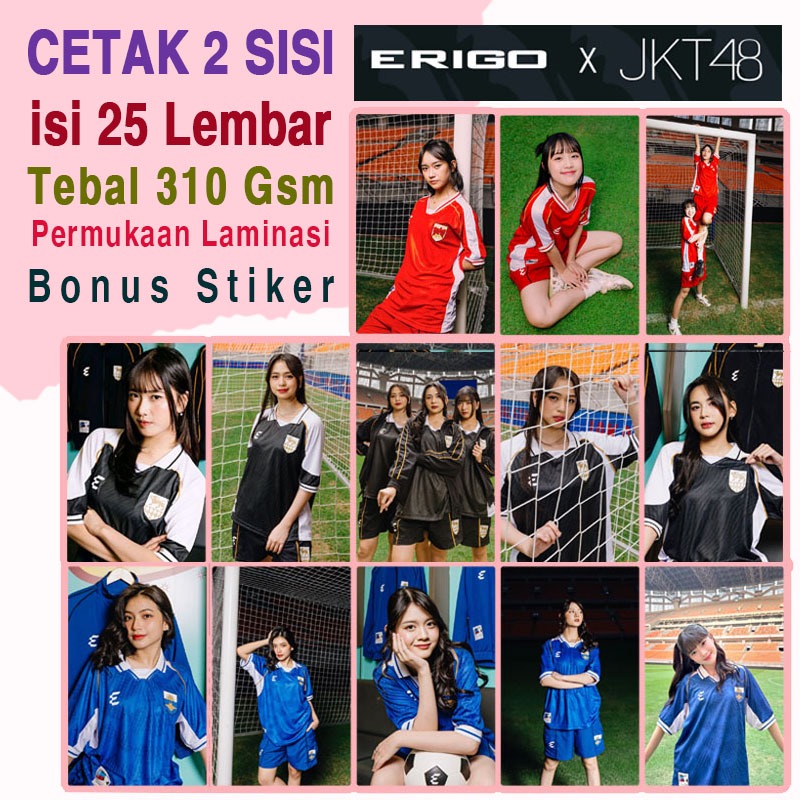 JKT48 x ERIGO Jersey Sepakbola Photocard 25 Pcs Bolak Balik ⭐ Lomocard JKT48 Pakai Baju Sepakbola