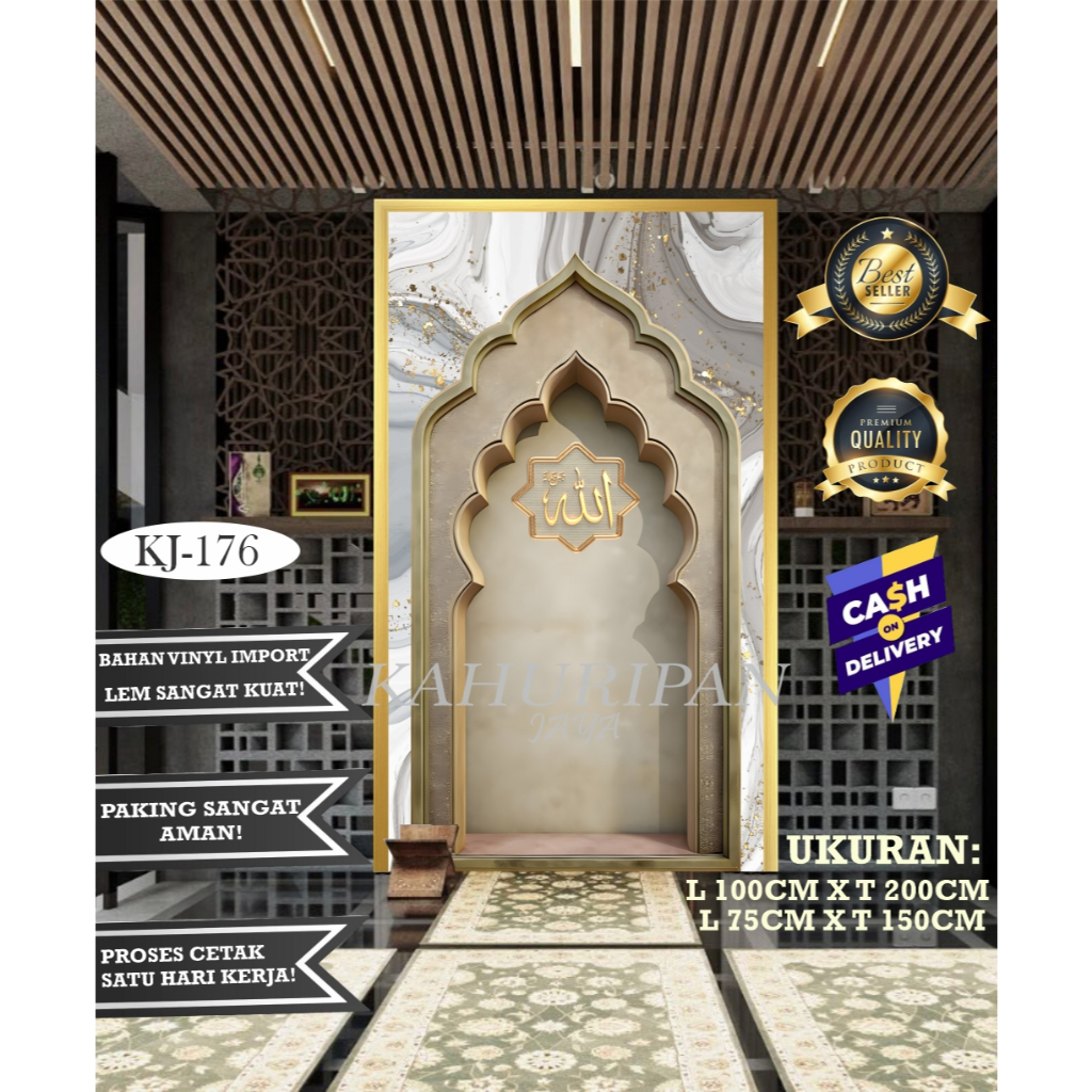 PROMO Mihrab Mushola Rumah - Sticker Mihrab Mushola Rumah - Wallpaper Mihrab - Stiker Mushola Rumah.