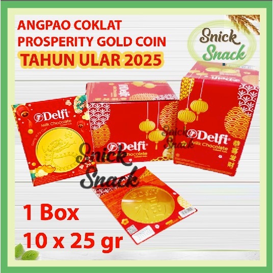 

Angpao Imlek Koin Emas Coklat Delfi Box isi 10 Milk Chocolate Gold Coin