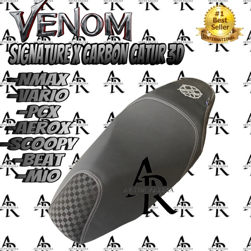 COVER JOK MOTOR (Instan) PAKAI KARET LOGO VENOM Signature Mix Carbon Catur 3D Original Sangat presis