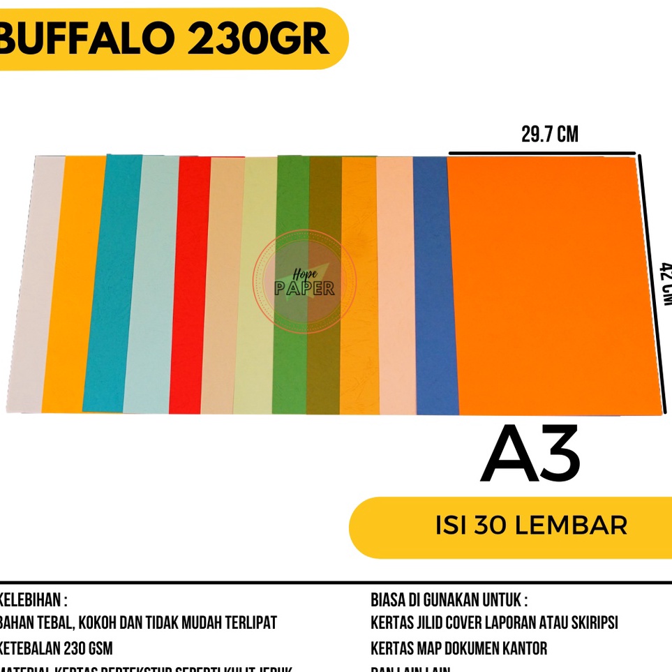 

s5 Ready Stock Kertas Buffalo A3 isi 3 lembar Kertas Jilid A3 Kertas A3 Karton Buffalo T86