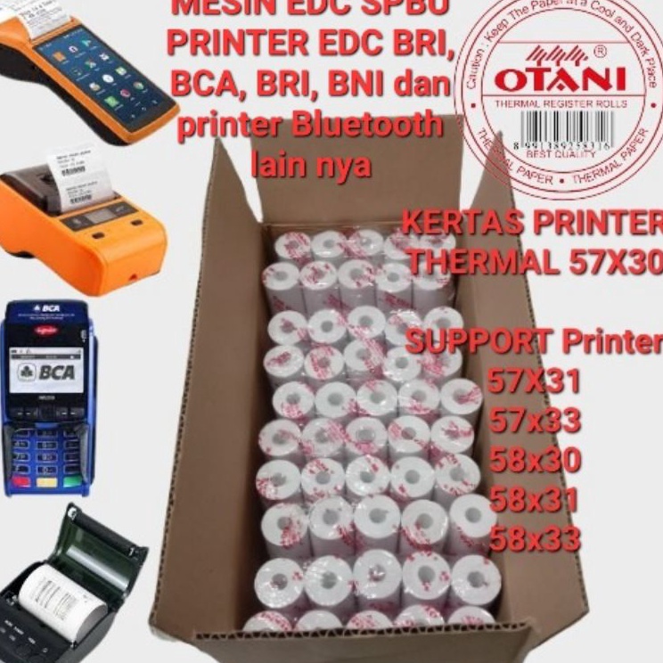 

uReady Pilihan Terbaik Kertas Thermal Roll OTANI 57x31 dengan Coreless dan Isi 1 Roll per Box F91