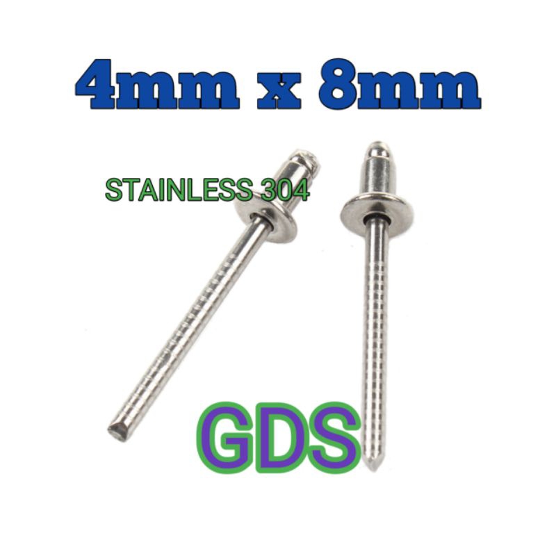 Paku Rivet 4mm x 8mm Stainless 304 / Blind Rivet Stainless 304