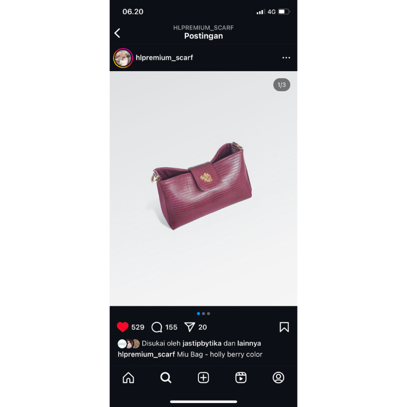 preloved like new miu bag holly berry by heaven lights