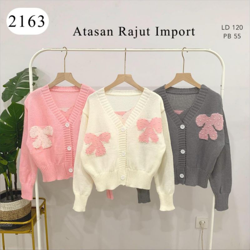 ARB - VNS - 2163 - Atasan Cardi Rajut Mutiara Pita